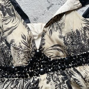 Elegant Black and Cream Beaded Dress